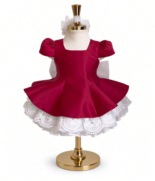 Burgundy Snow Lace Princess Dress