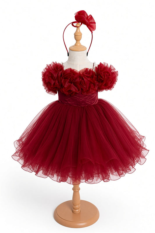 Burgundy Royale Tulle Gown