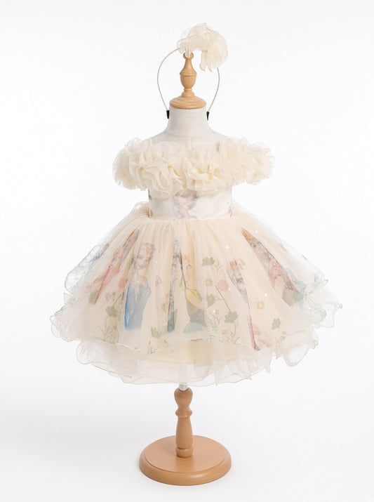 Cream Floral Fairytale Gown