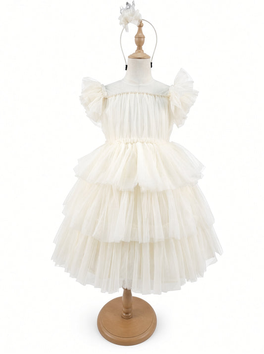 Cream Cloud Ruffle Dress