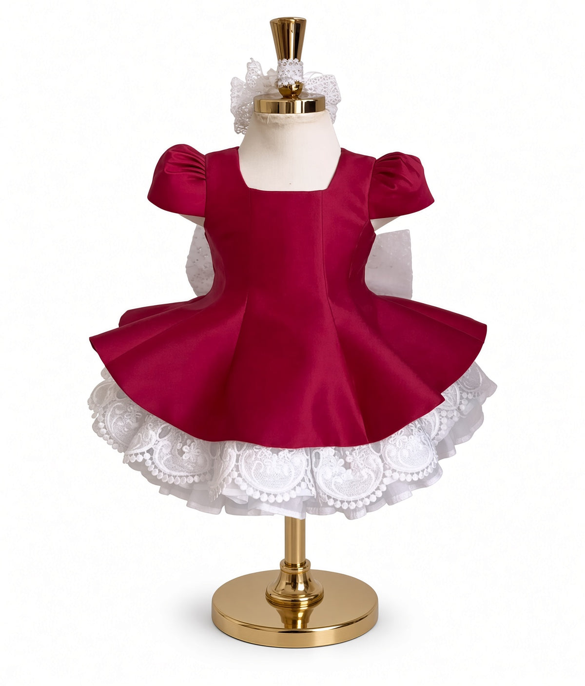 Burgundy Snow Lace Princess Dress