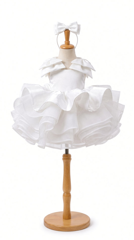 White Petal Cascade Dress