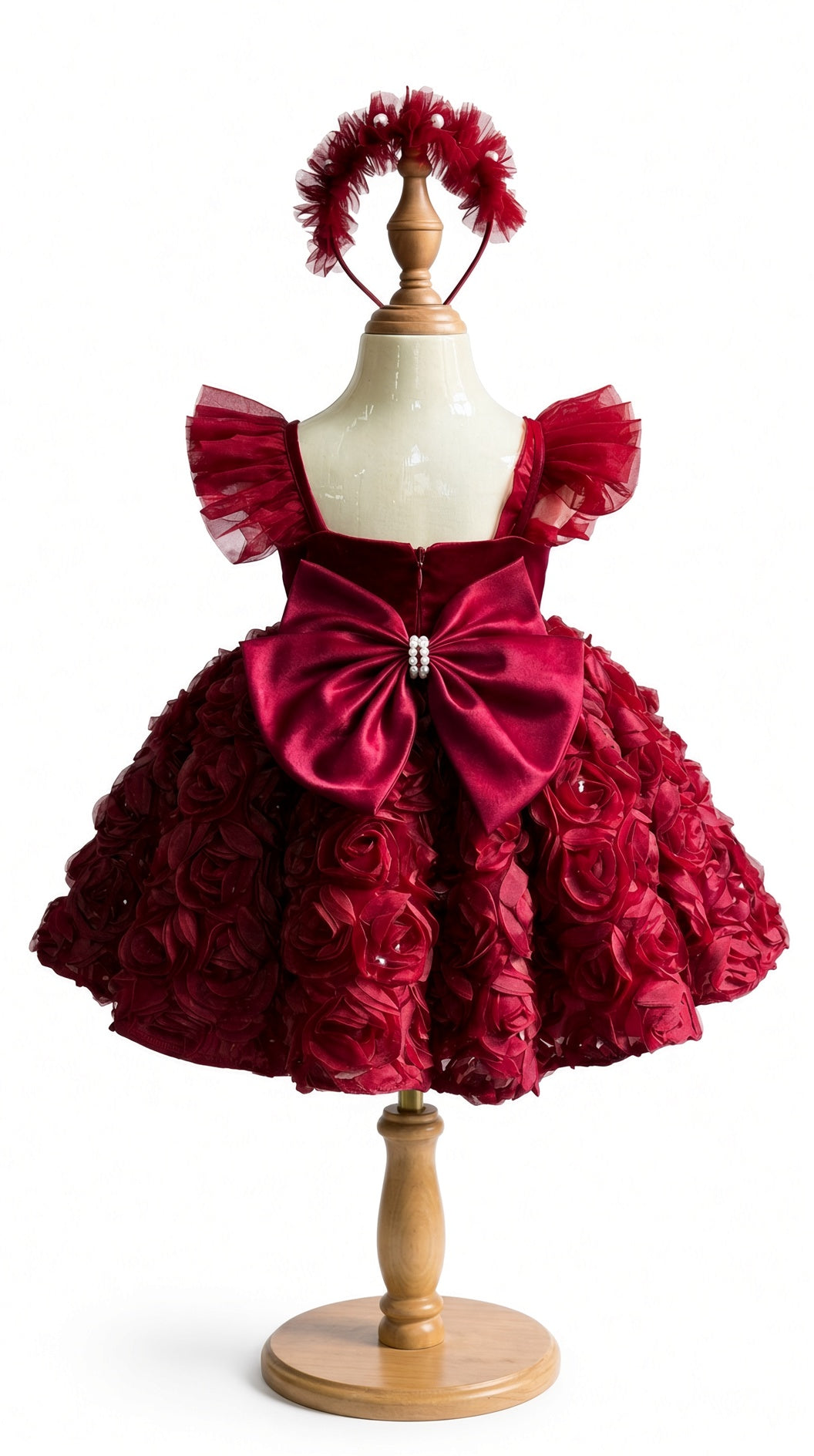 Burgundy Rosette Princess Gown
