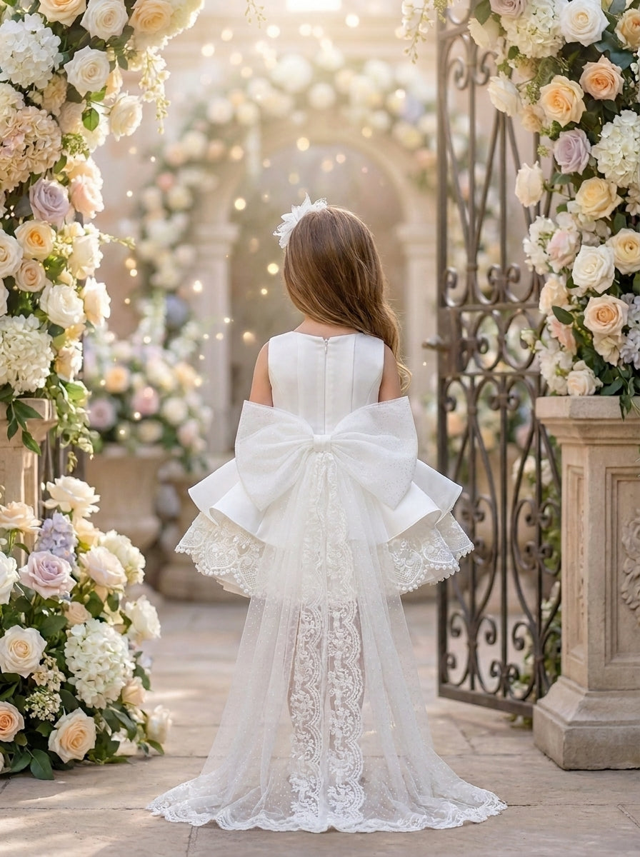 Snowfall Bow Princess Dress - Bella Twirls