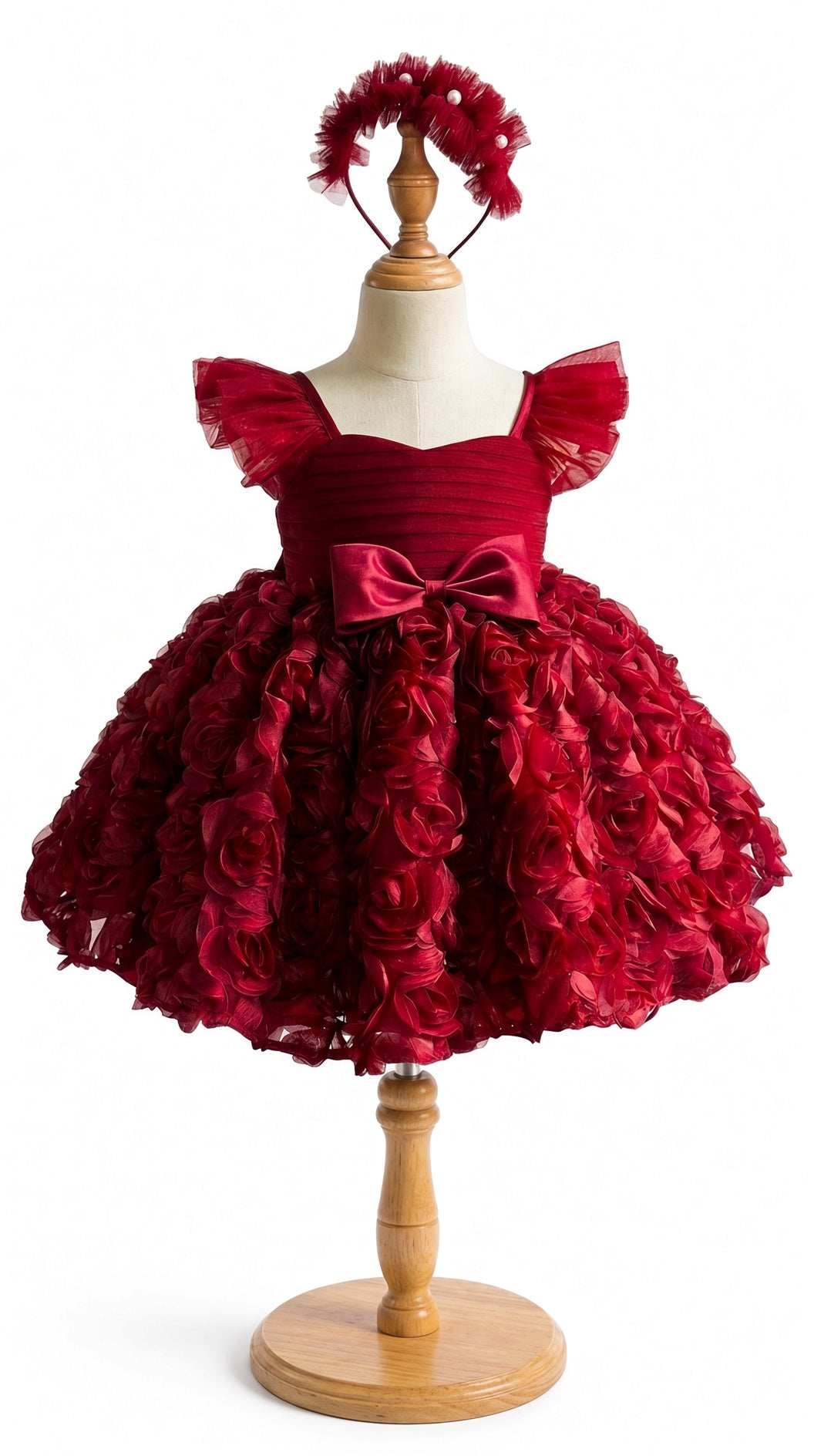 Burgundy Rosette Princess Gown