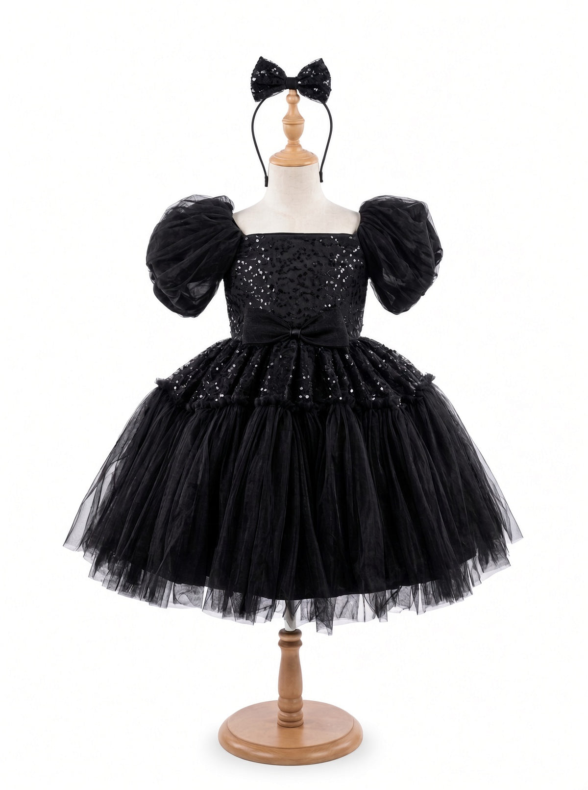 Midnight Tulle Cape Dress