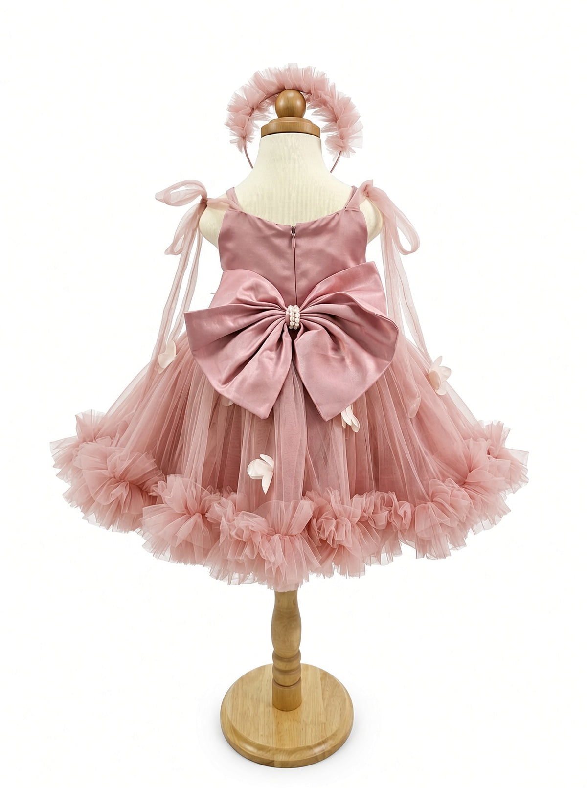Dusty Rose Petal Cascade Gown